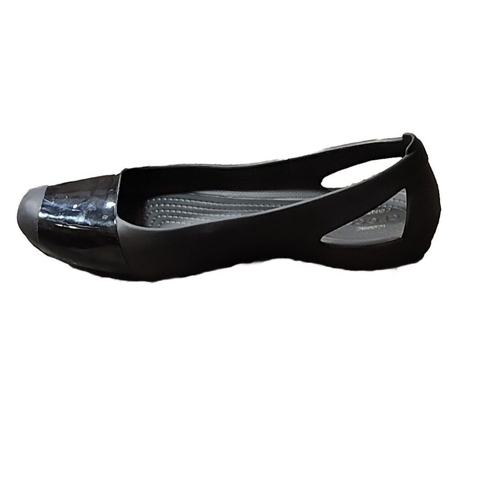 Crocs Black Ballet Flats Women's Shoes Comfortable Slip On Casual